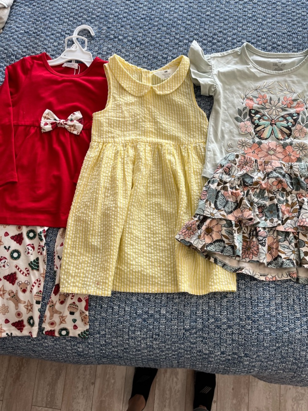 H&M Yellow Seersucker Dress Winter 2 piece set, Top & Floral Skirt Set